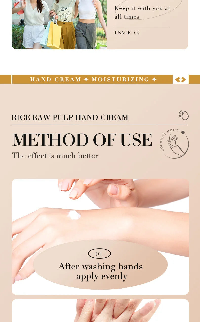 Crème hydratante pour les mains au riz blanc - BIOAQUA 30g